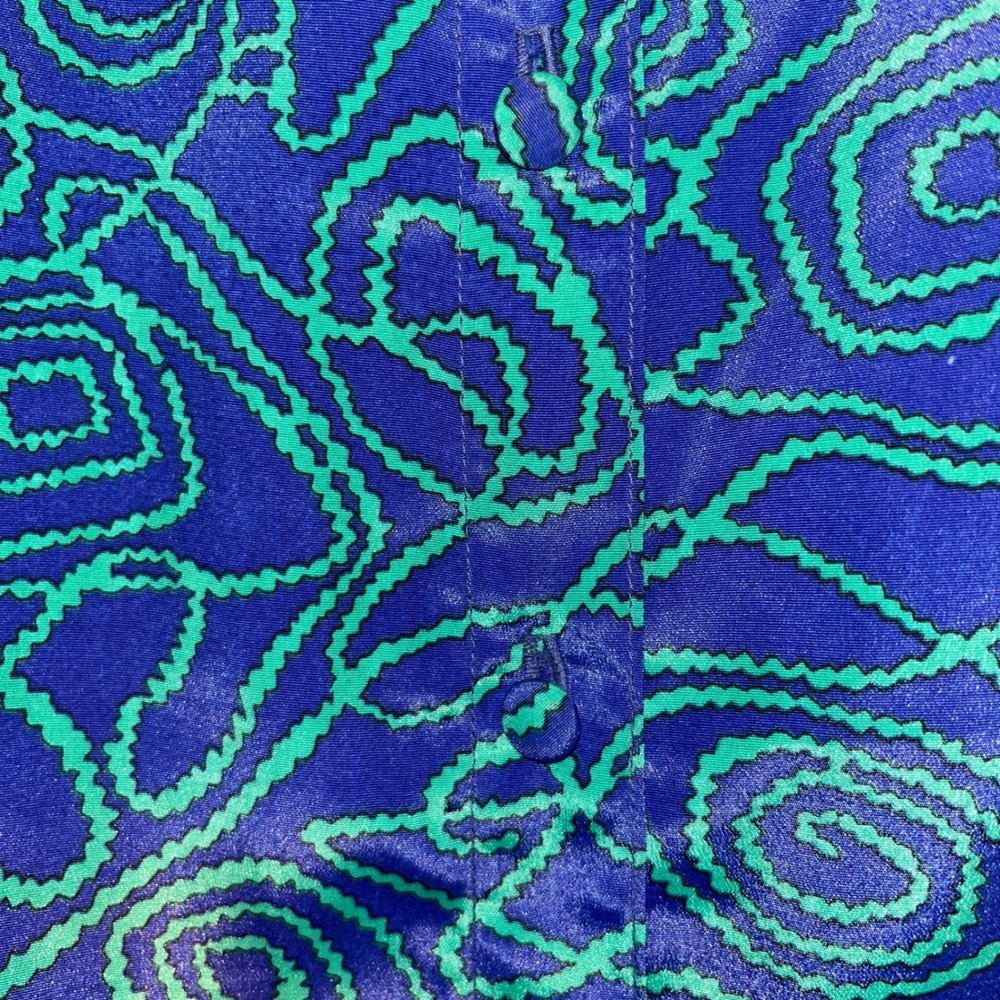 Doncaster‎ Vintage Blue Green Swirl Print Button Front Midi Skirt Womens Size 12 - Picture 5 of 10